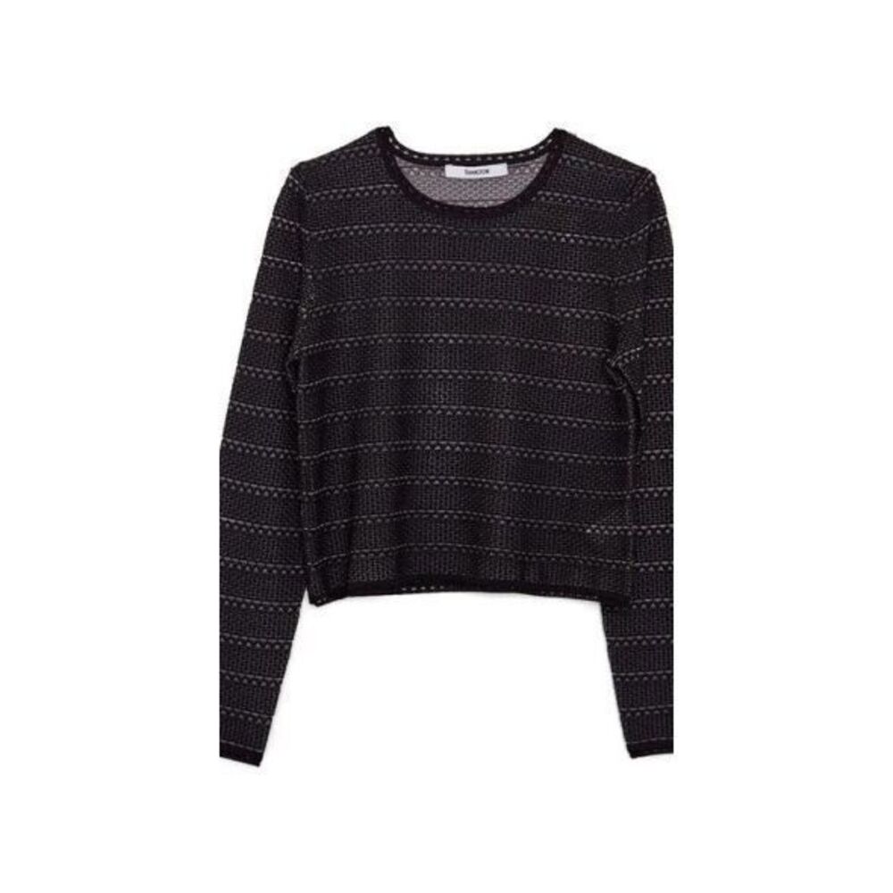 Thakoon NWT Lace Jacquard Mini Crewneck Sweater in Black Size Medium‎